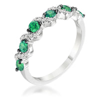 S-Shape Half Eternity Band with Emerald Green and Clear Crystal