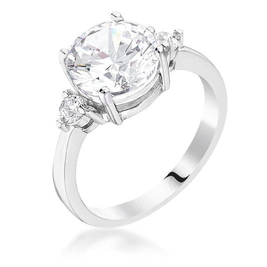 Classic Three-Stone Clear CZ Engagement Ring
