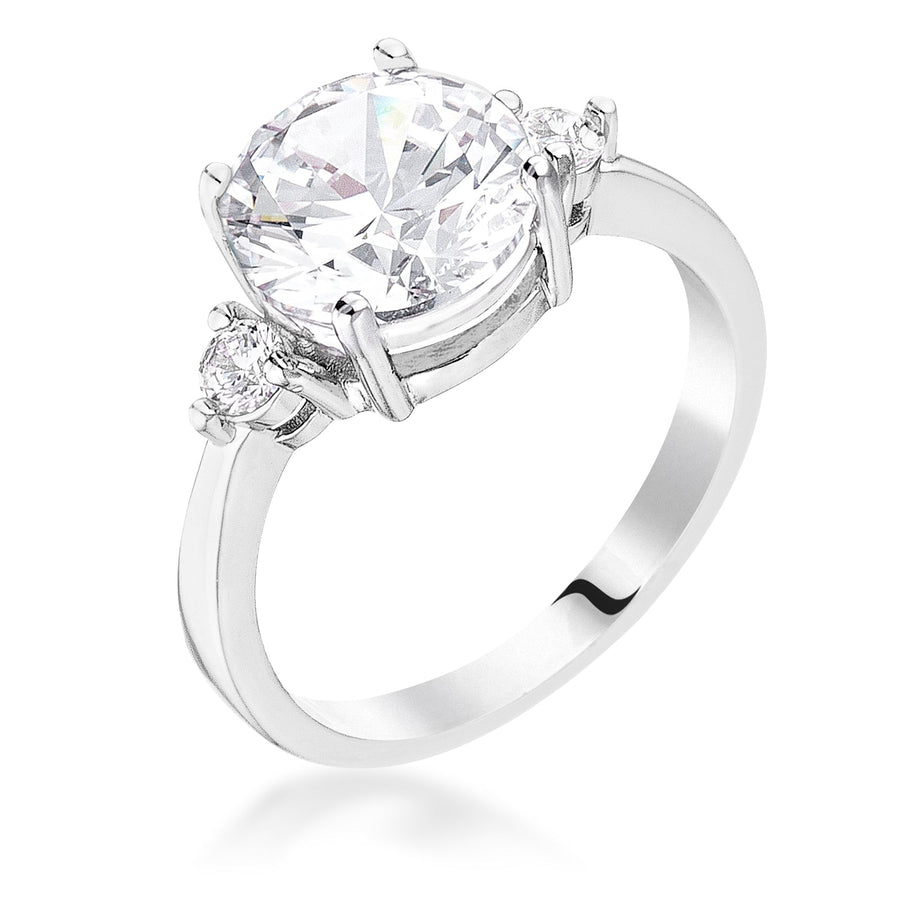 Classic Three-Stone Clear Crystal Engagement Ring