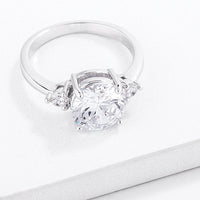 Classic Three-Stone Clear Crystal Engagement Ring