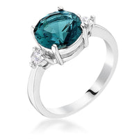 Peacock Blue Three-Stone Crystal Engagement Ring