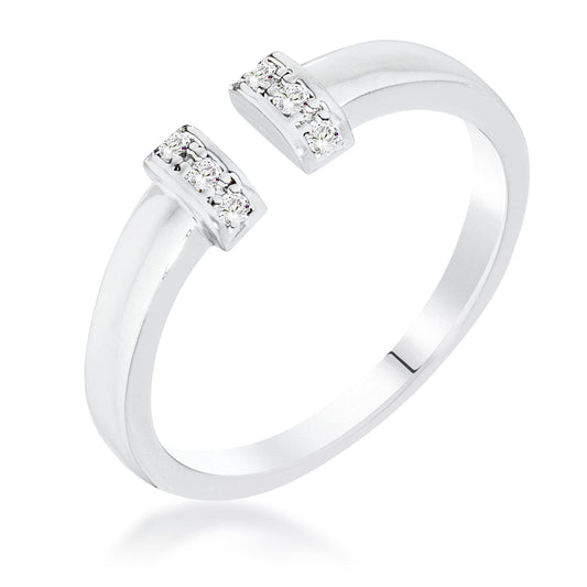 Petite Rhodium CZ Open Cuff Ring