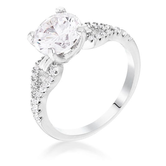 Petite Ribbon Engagement Ring, 8mm Clear CZ