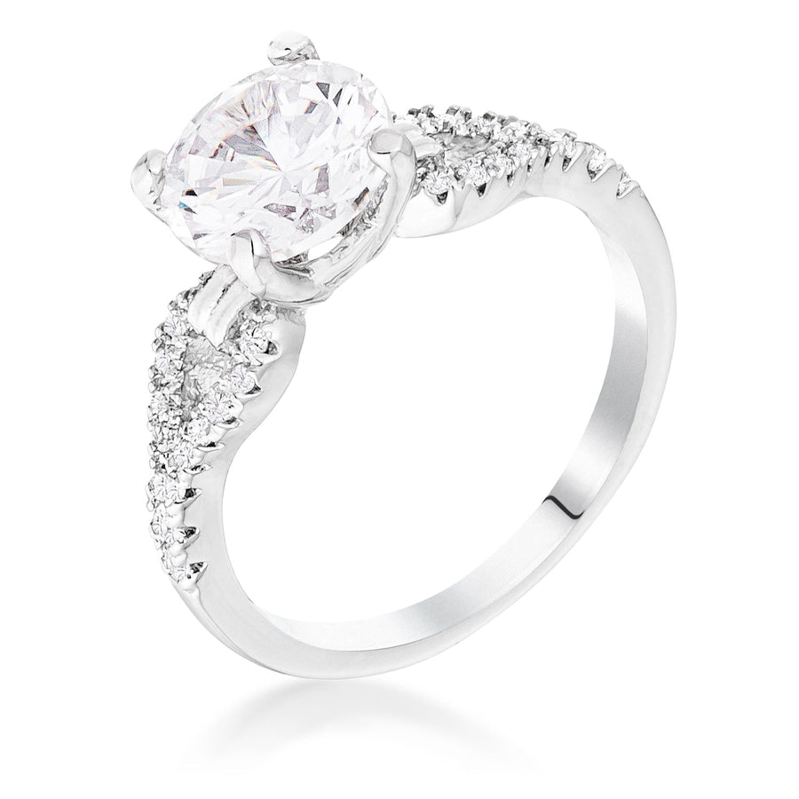 Petite Ribbon Engagement Ring, 8mm Clear Crystal