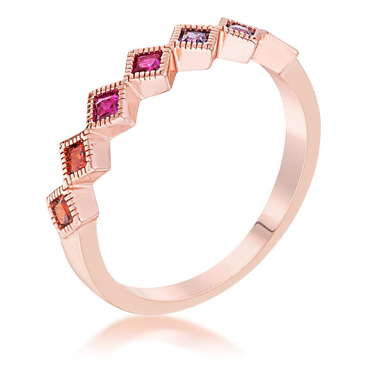 Rose Gold Plated Seven-Stone Princess Cut Half Eternity Band