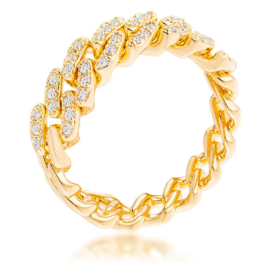 Gold Plated Clear CZ Flexible Chain Ring