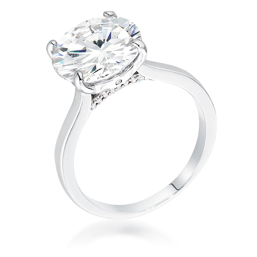 Britney 5ct Rhodium Round Solitaire Engagement Ring