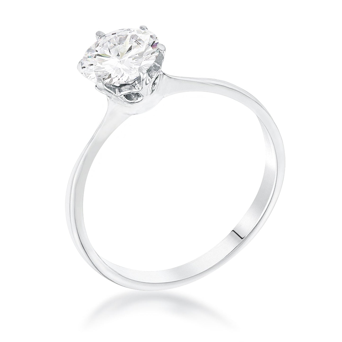 1 Carat CZ Rhodium Solitaire Ring