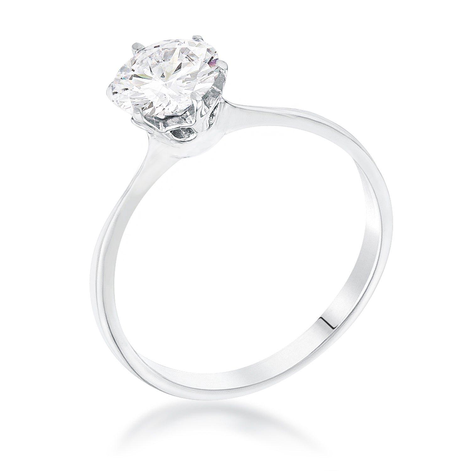 1 Carat CZ Rhodium Solitaire Ring