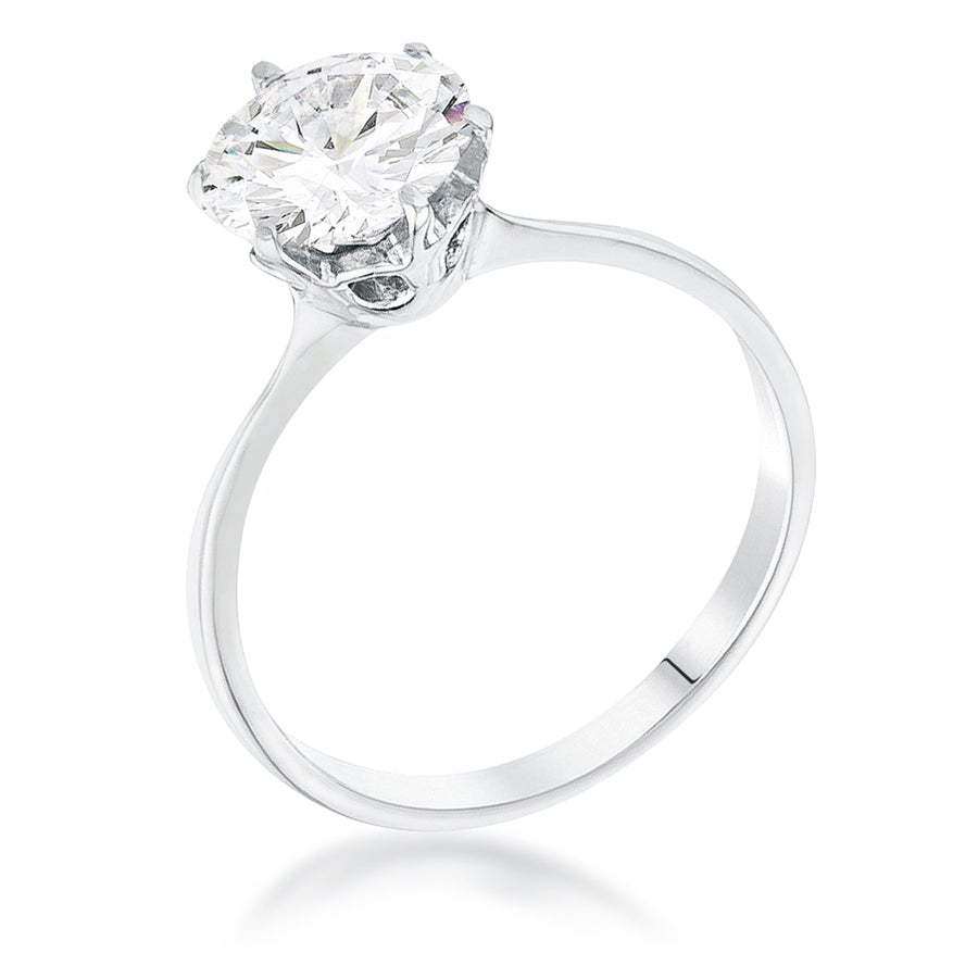 2 Carat Crystal Rhodium Classic Solitaire Ring