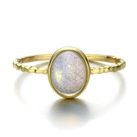 Gold Plated Hammered Oval Labradorite Ring