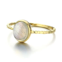 Gold Plated Hammered Oval Labradorite Ring