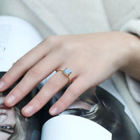 Sterling Silver Natural Labradorite Princess Cut Ring