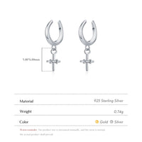 Sterling Silver Simple Cross Clip Earrings