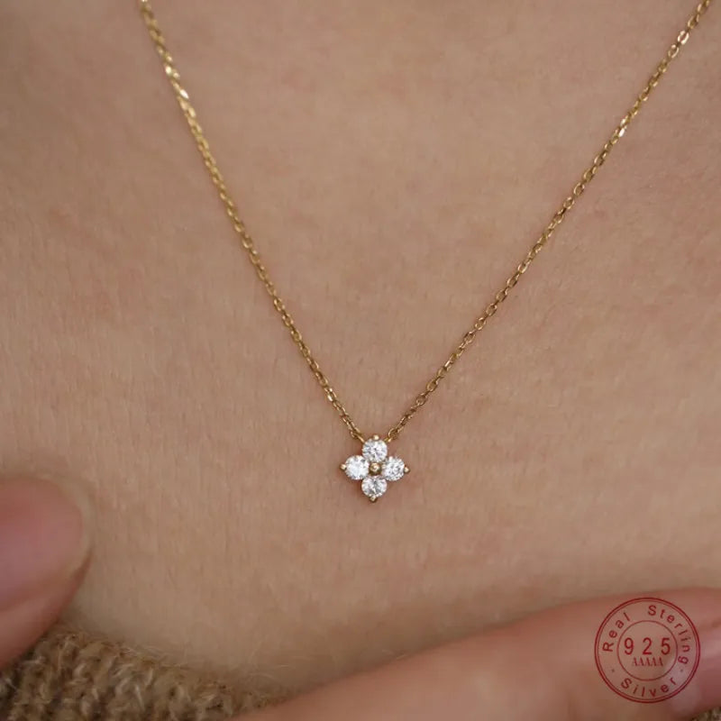 Sterling Silver Flower Pendant Necklace