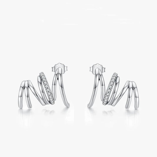 Sterling Silver Geometric Line Earrings