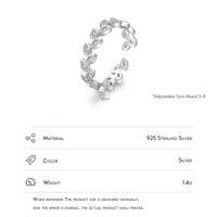 Sterling Silver Tree Leaf Band Adjustable Open Ring