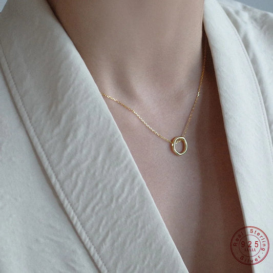 Sterling Silver Geometric Circle Pendant Necklace