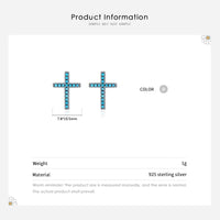 Sterling Silver Created Turquoise Cross Stud Earrings