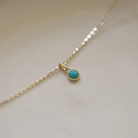 Gold Plated Sterling Silver Mini Blue Turquoise Necklace