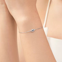Rhodium Plated Evil Eye Link Chain Bracelet