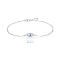 Rhodium Plated Evil Eye Link Chain Bracelet