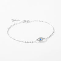 Rhodium Plated Evil Eye Link Chain Bracelet