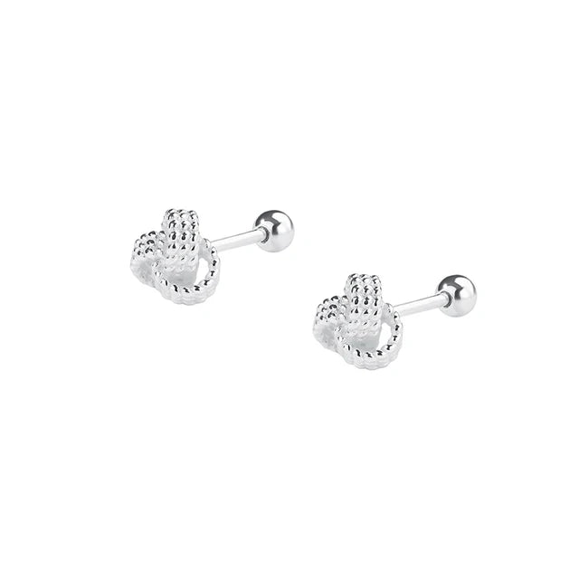 Sterling Silver Geometric Cross Round Stud Earrings