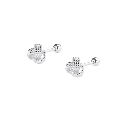 Sterling Silver Geometric Cross Round Stud Earrings
