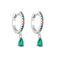 Sterling Silver Green Drop Earrings