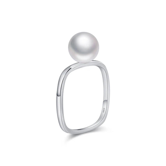 Sterling Silver Square Shell Pearl Ring