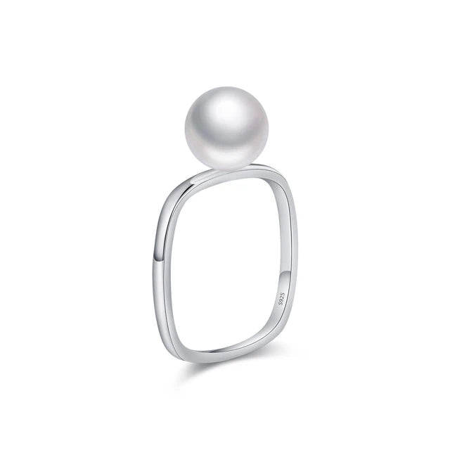 Sterling Silver Square Shell Pearl Ring
