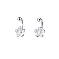 Sterling Silver Flower Piercing Ball Earrings