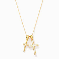 Gold Plated Double Cross Necklace