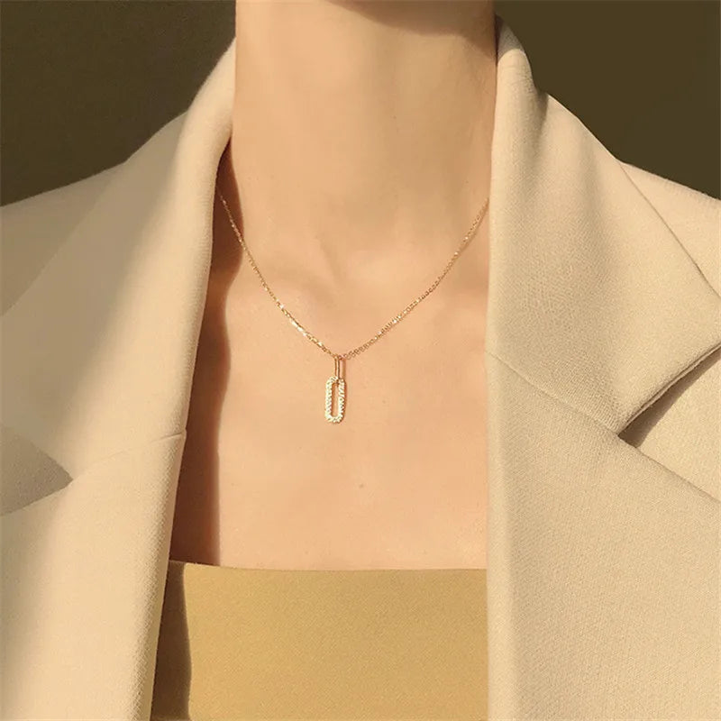 Sterling Silver Pave Linked Pendant Necklace
