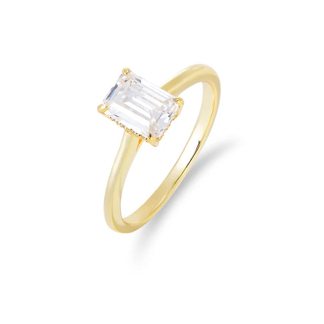 Gold Plated Baguette Cut Ring