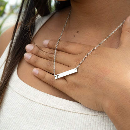 18K Gold PVD Cutout Cross Bar Necklace