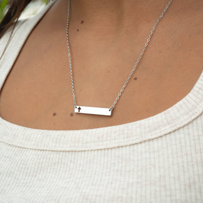 18K Gold PVD Cutout Cross Bar Necklace
