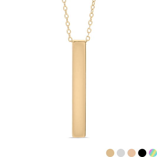18K Gold PVD Square 4-Sided Vertical Bar Necklace