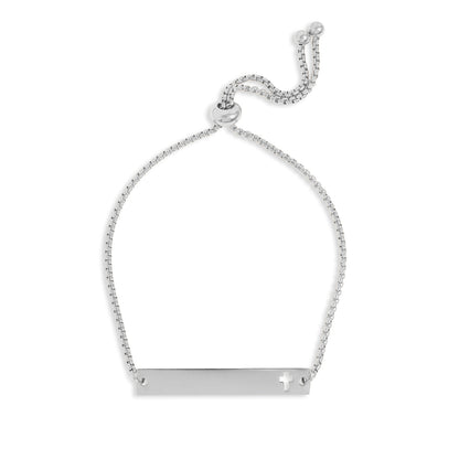 18K Gold PVD Stainless Steel Adjustable Cross Cutout Bar Bracelet