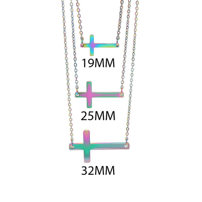 18K Gold PVD Horizontal Cross Necklace