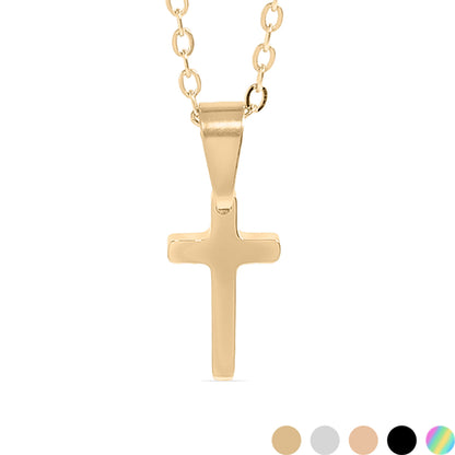 18K Gold PVD Stainless Steel Engravable Cross Necklace
