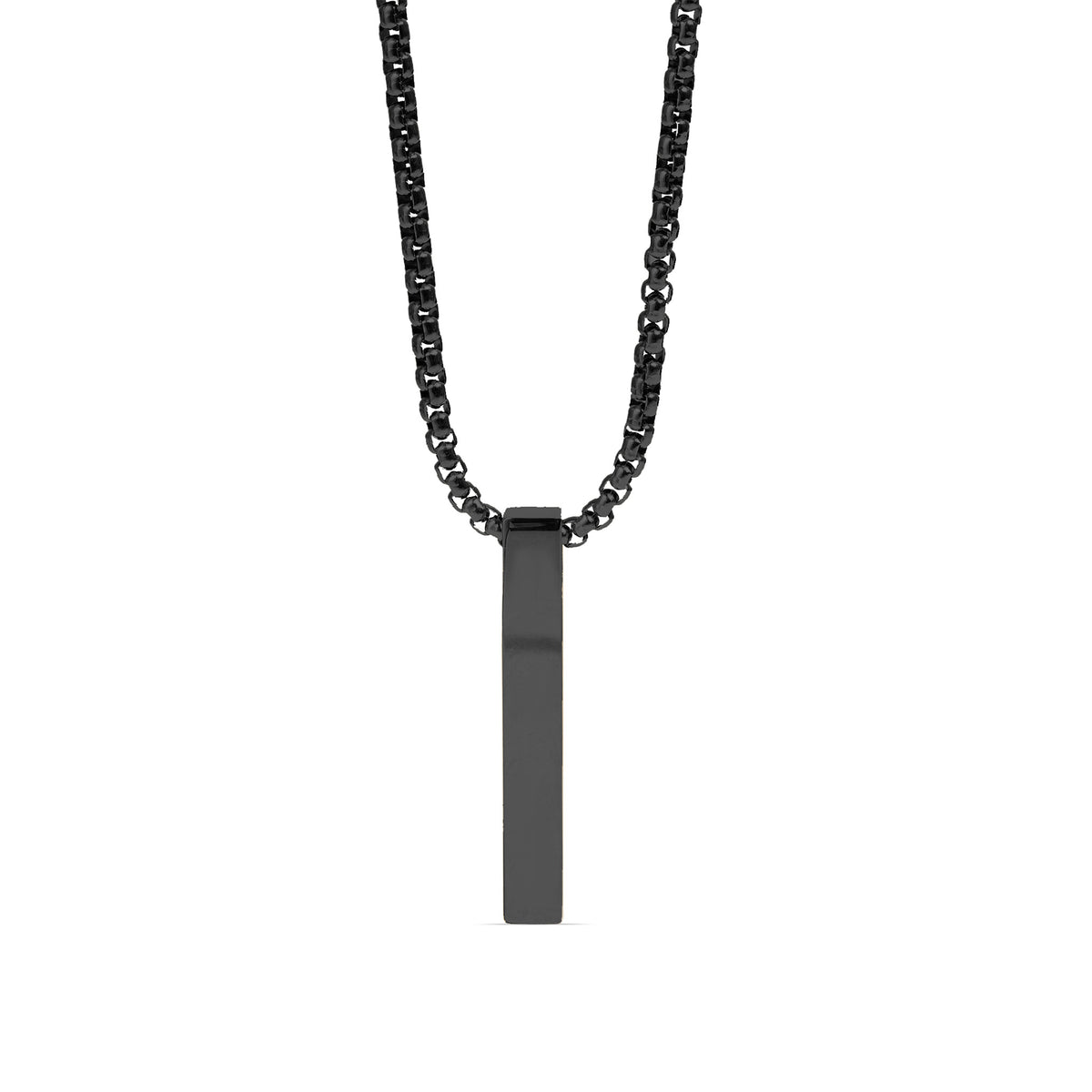 18K Gold PVD 4-Sided Vertical Bar Necklace with 24" Box Chain