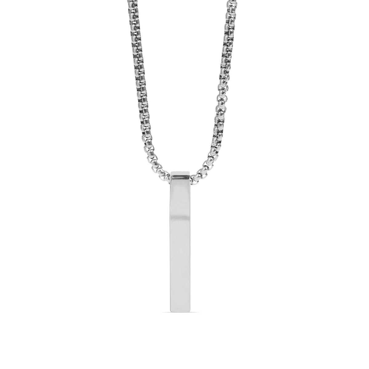 18K Gold PVD 4-Sided Vertical Bar Necklace with 24" Box Chain