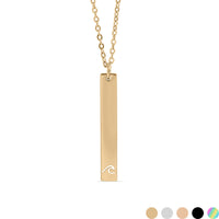 Wave Cutout Vertical Stainless Steel Bar Necklace, 18K Coated