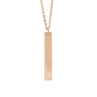 Wave Cutout Vertical Stainless Steel Bar Necklace, 18K Coated