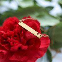 18K Gold Stainless Steel Bar Birthstone Necklace