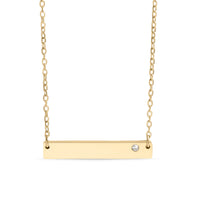 18K Gold Stainless Steel Bar Birthstone Necklace