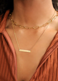 18K Gold Stainless Steel Bar Birthstone Necklace