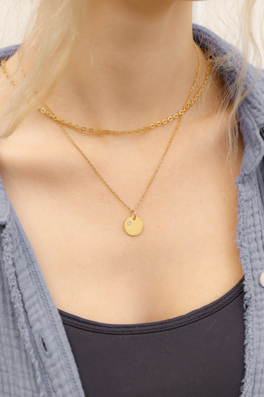 18K Gold PVD CZ Birthstone Circle Charm